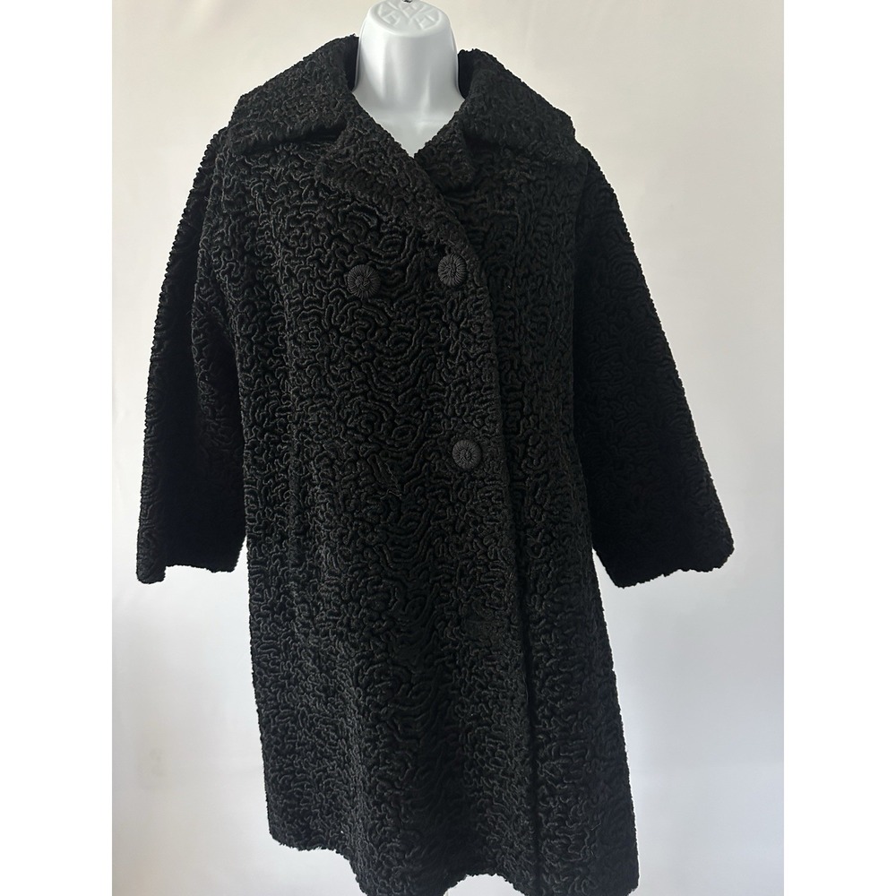 Women's VINTAGE Black Astrakin Persian Lamb  Coat, Sz: Medium